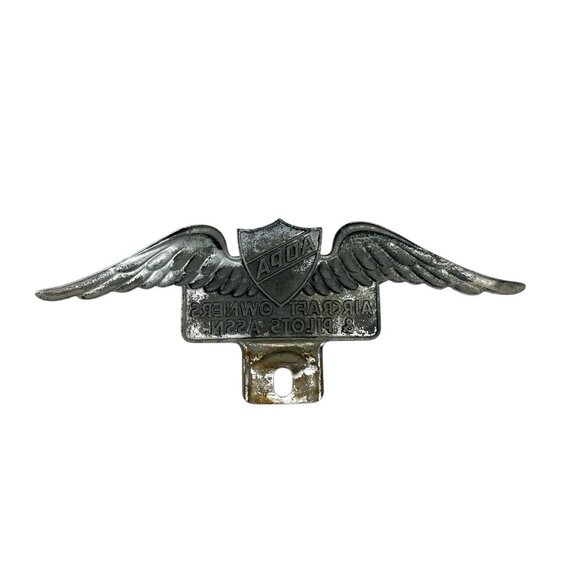 Vintage 50s AOPA Aircraft Owners Pilots Assn License Plate Topper Wings Aviation - Picture 6 of 7